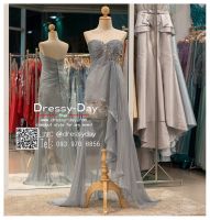 ชุดราตรีสวยหรู ชุดราตรีออกงาน ชุดราตรีสั้นหรู PF022-GRY เทา/เงิน dressy-day