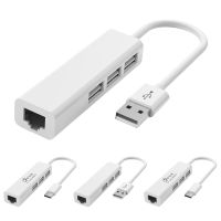 TYPE-C to RJ45 Lan Network Card 4 in 1 USB 2.0 Hub For Laptop Adapter Computer 4 Port Dock Station RJ45 Notebook USB C Splitter