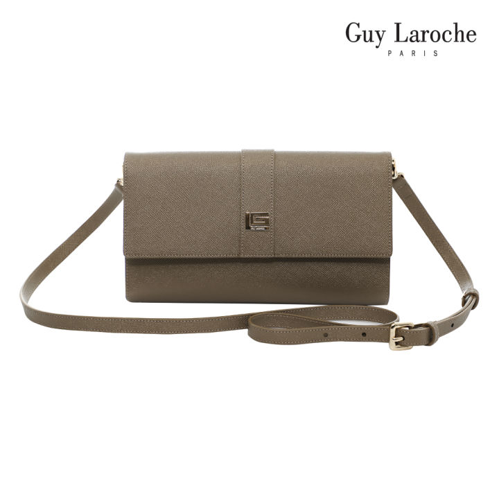 guy-laroche-กระเป๋าสะพายสตรี-รุ่น-classic-iii-สีน้ำตาล-หนังอัดลาย