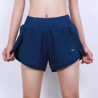 [COD] Loose sports womens anti-light fitness high waist yoga quick-drying running outerwear fake two-piece summer