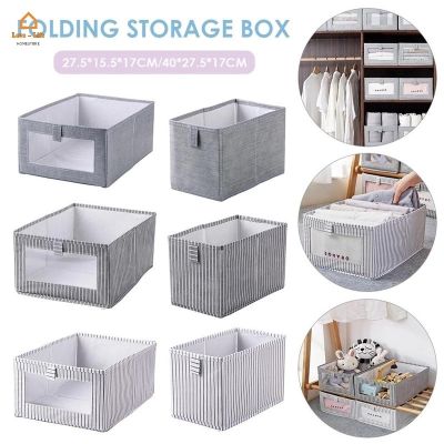 （A SHACK）℡﹍♗ Foldable Non-woven Fabric Underwear Storage Box/Space-saving Wardrobe Drawer Finishing Container With Transparent Window
