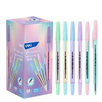 50 pcs/Box Deli Creative Candy Color Ball Point Pen Set 0.7mm Blue Ink School Students Art Writing Stationery Supplies Pens