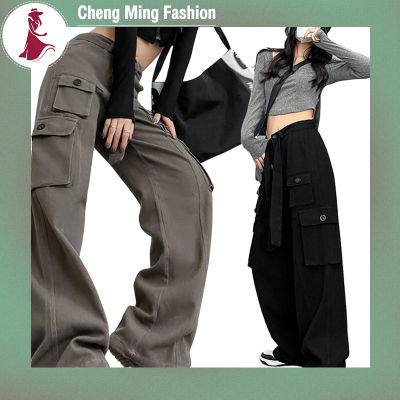 Cheng Ming กางเกงคาร์โก้ย้อนยุคสำหรับผู้หญิงกางเกงขากว้าง,กางเกงวอร์มยาวถึงขากางเกงกีฬา