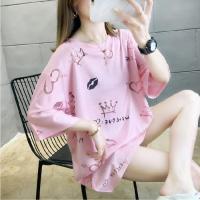 COD DSFDGDFFGHH summer Korean cotton loose crown large size womens mid-length shirt short sleeve student t-shirt