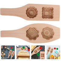 BESTOMZ 2pcs Wood Moon Cake Mold ชาวจีนดั้งเดิมกลางฤดูใบไม้ร่วงเค้ก Moon Cake