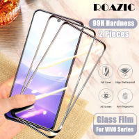 กระจกเทมเปอร์ ROAZIC 2ชิ้นปกป้องหน้าจอสำหรับ VIVO IQOO Z7x Z7 V27e V25 V25e V23 V23e V21 V21e V20 Y33 Y75 Y21 Y72 Y55 Y20 Y15s Y51 4G 5G 99H ความแข็งฟิล์มแก้ว TG001ครอบคลุมเต็มรูปแบบ