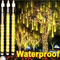 Ligyetor Waterproof 3.5M 50/30CM LED Meteor Shower Rain Lights Falling Raindrop Fairy String LightIcicle Lights for Outdoor Indo