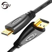 Fsu Mini Hdmi สายเคเบิลตัวผู้กับตัวผู้ชุบ Hdmi เข้ากันได้3d กล้องจิ๋วทอง4K 1080P สำหรับ1M