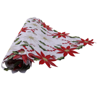 4X Christmas Embroidered Table Runner, Luxury Holly Poinsettia Table Runner for , 15 x 70 Inch