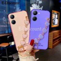 เคสพร้อมส่ง Realme 10 Pro + Plus เคสใสชุบไฟฟ้าแวววาว + สร้อยข้อมือความรักสำหรับ Realme10 Pro Plus ฝาหลัง