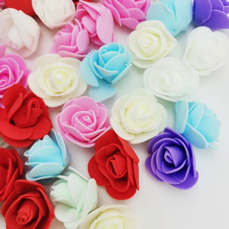 50Pcs 3Cm Mini Artificial Roses Heads Silk Flower Fake Flowers Small Flowers  for Crafts Wedding Party