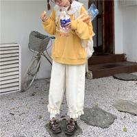 [COD] college style trousers girl students Korean version loose plus velvet casual thick points straight