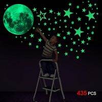 ZZOOI 3D Moon Luminous Stickers for Kids Rooms Glowing Stars Wall Decal DIY Mural Art home Decoration Bedroom Glow in the Dark Sticker