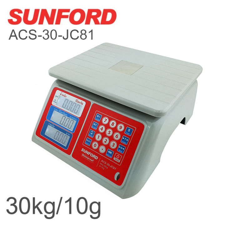 เครื่องชั่งน้ำหนักและคำนวณราคา-sunford-acs-30-jc81-ชนิดกันน้ำ100-คำนวณค่าสินค้า-คำนวณเงินรับ-เงินทอน-โดยอัตโนมัติ-30-กิโลกรัม-สินค้าขายดี-ซันฟอร์ด-เครื่องชั่งดิจิตอล-เครื่องชั่งคำนวณเงิน-เครื่องชั่ง-เ