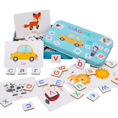 Magnetic Jigsaw Alphabet Spelling Simple Numbers Calculation Children Iron Box Educational Toy Montessori Kids Gifts