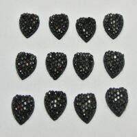 100 Black Flatback Resin Dotted Rhinestone Heart Gems 10X10mm Cabochon Beads