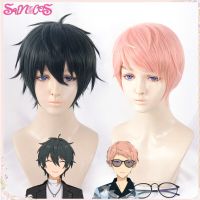 Ensemble Stars Cosplay Wigs Mika Kagehira Shu Itsuki Wigs Short Green Pink Hair Heat Resistant Synthetic Halloween Free Wig Cap