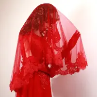[COD] Wholesale veil red hijab bride Chinese style Xiuhe ancient new lace wedding yarn for marriage