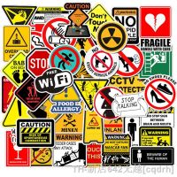 【LZ】✳✇  10/30/50PCS Warning Stickers Danger Banning Signs Reminder Waterproof Decal Sticker to Laptop Motorcycle Luggage Phone Snowboard