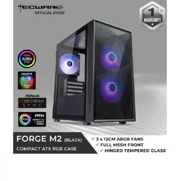 Tecware Forge M2 Gaming Desktop Case with 3x 12cm ARGB Fans (Black