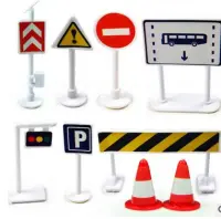 9pcs/Set Kids Play Road Traffic Signs Signal Plastic Kids Learn Educational Toy