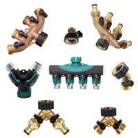 1PCS BSP NPT Brass Water Pipe 4 Way Splitter 3/4 Thread Y-Type Faucet Adapter Garden Hose Splitter Irrigation Valve Connector