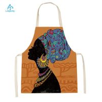 Cartoon African Woman Pattern Kitchen Sleeveless Aprons Home Cleaning Cooking Apron Baking Accessories Household Pinafores Aprons