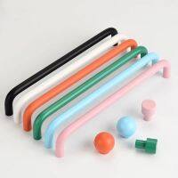 Colorful Simple Solid Kitchen Cabinet Handles Wardrobe Door Drawer Cabinet Curved Handles for Furniture Childrens Room