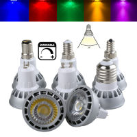 GU10หรี่แสงได้5W ไฟสปอตไลต์ COB LED MR16 E27 E12 E14 220V 12V 24V 36องศามุมลำแสงสีแดงโคมไฟสีเหลืองโรลเลอร์สเก็ตสีน้ำเงินเขียวม่วง