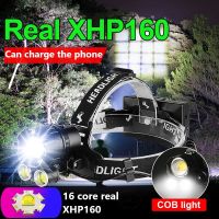 Super Bright XHP160ที่มีประสิทธิภาพ Led ไฟหน้า XHP90.2พลังงานสูง Led ไฟหน้า18650แบบชาร์จตกปลาหัวไฟฉายโคมไฟ