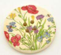 Free shipping 30 Flower 4 Holes Wood Buttons Scrapbooking 30mm (E15343)