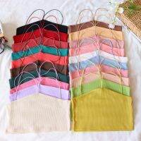 ???????⚡️??? เสื้อครอปสายเดี่ยววาฟเฟิลสายสปาเก็ตตี้มี20สีจุใจ