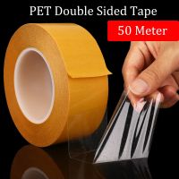 ☑✤ 50M PET Double Sided Tape High Temperature Resistance No Trace Transparent Heat Resistant Strong Double-Sided Adhesive Tape 1PCS