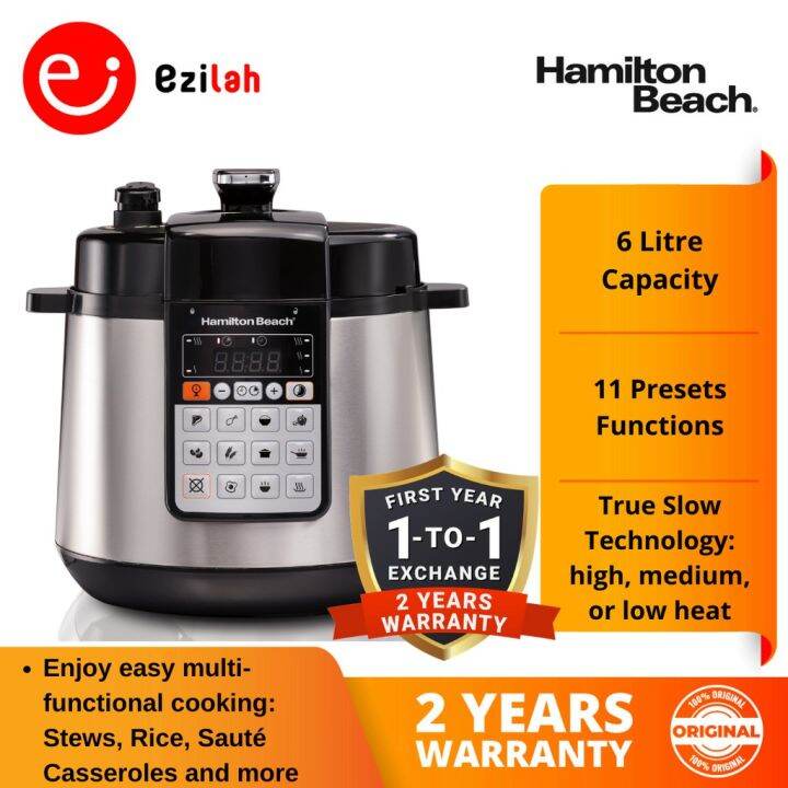 Hamilton Beach 6L Multifunction Pressure Cooker 34502SAU Lazada