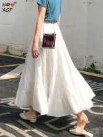 【CC】 Korean Fashion Skirts Color Pleated A-line Waist Umbrella Skirt All-match Loose