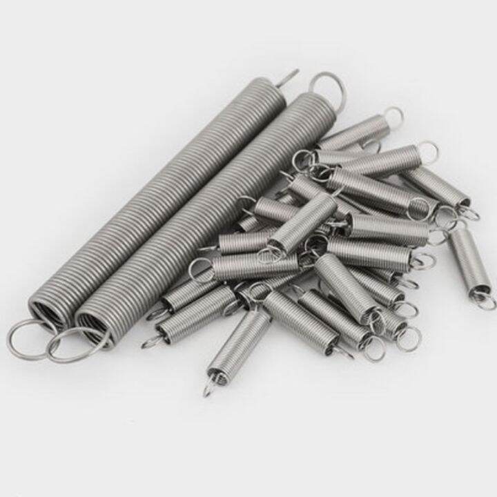 10pcs-wire-dia-0-3mm-0-4mm-0-5mm-tension-spring-stainless-steel-extension-spring-with-hook-length-10mm-to-60mm-electrical-connectors