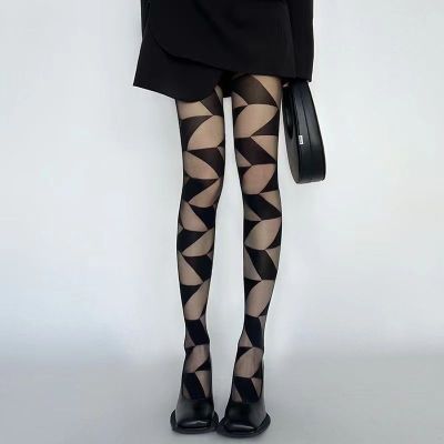 Trendy Alternative Stockings Unique Pattern Leggings Gothic Hosiery Y2K Pantyhose Rhombic Plaid Tights Gothic Pantyhose