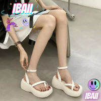 IBAII. New Thong Denim Wedge Sandals รองเท้าแพลตฟอร์มลำลอง