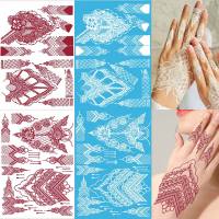 White Brown Henna Tattoos Waterproof Temporary Tattoos Women Henna Design Stickers for Hand Body Art Mehndi Fake Tatoo Wedding Stickers