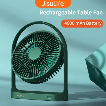 4000mah Desk Fan USB Oscillating Fan with Adjustable Head 4 Speeds Mini  Size Desktop Fan for Home Office Outdoor Travel