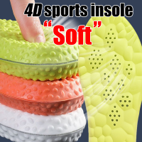 4D Latex Sport Insoles Super Soft ความยืดหยุ่นสูงแผ่นรองเท้า Anti-Pain ระงับกลิ่นกาย Cushion Arch Support Running Insoles เท้าพื้นรองเท้า