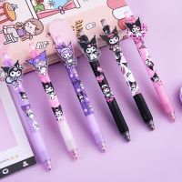 【small stationery】  ☃ปากกาลูกลื่นกด Sanrio 6ชิ้น/เซ็ตปากกาหมึกเจลตัวอักษร Kuromi Sanrio 0.5มม. ปากกาเครื่องเขียนสำหรับนักเรียนน้ำสีดำ