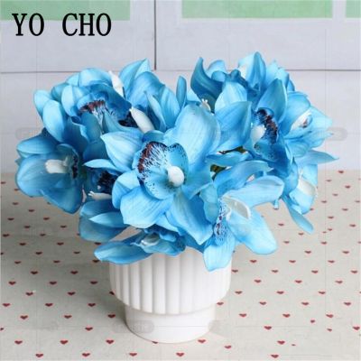 【YF】◙∈  6pcs Plastic Orchid Artificial Flowers Bouquet Big Faux Fake Decoration Wedding ArrangeTH