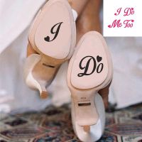 I DO/Me Too Wedding Decoration Accessories Personalised Shoes Decals Waterproof Removable Vinyl Wedding Shoes Sticker G633 Wall Stickers  Decals