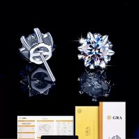 [Han ornaments] 100จริง925เงินสเตอร์ลิง Moissanite ต่างหู1กะรัต D สีสตั๊ดสำหรับผู้หญิงด้านคุณภาพประกายเครื่องประดับจัดงานแต่งงาน