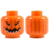 Lego part (ชิ้นส่วนเลโก้) No.3626bpb0388 Minifigure, Head Pumpkin Jack O Lantern with Vertical Lines on Back Pattern