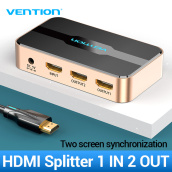 Vention chuyển đổi HDMI Splitter 1x2 4k 3D hdmi spliter HDMI Switch Adapter 1 In 2 Out hdmi port hub With Power Supply Metal Type For Xbox Amplifier HDCP hdmi switcher