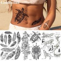 hot！【DT】㍿✗  GoldOcean Catcher Turtle Stickers Fake Feather Tatoos Temporary Waist Animals