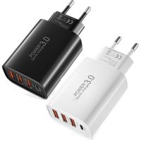 {KOLT Digital} 4พอร์ต Usb Pd Wall Charger Quick Charge QC3.0 Eu US Power Adapters สำหรับ Iphone 11 12 13 Samsung Htc Lg เครื่องชาร์จโทรศัพท์มือถือ