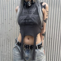 Y2k Streetwear Crop Tops สำหรับผู้หญิงฤดูร้อนผีเสื้อพิมพ์กราฟิกไม่สม่ำเสมอ Gothic Tank Top Fairy Grunge